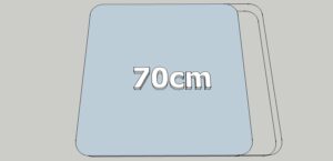 Table pliante en 2 parties, largeur 70 cm